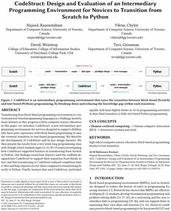 CodeStruct: Design and Evaluation of an Intermediary Programming Environment for Novices to Transition from Scratch to Python